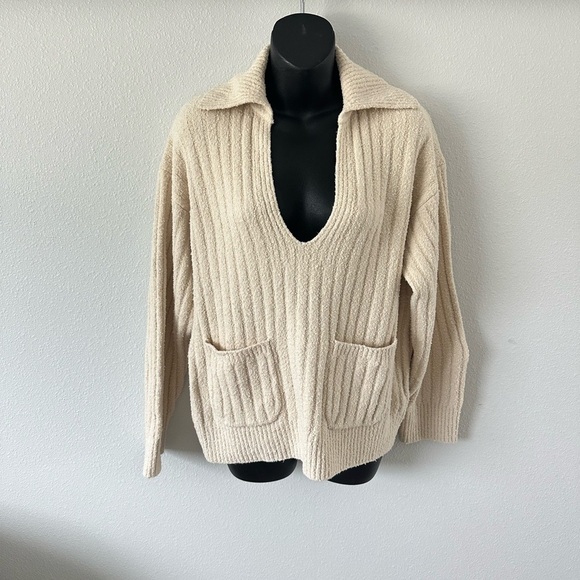 J. Crew Sweaters - J. Crew V-Neck Ribbed Sweater in Cream